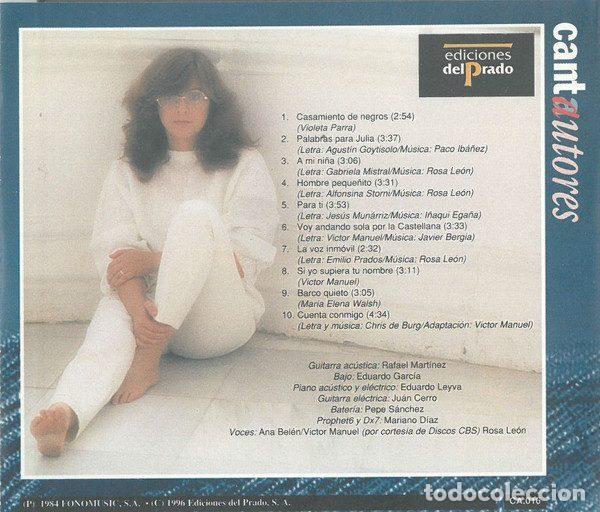 CDs de m&uacute;sica: Rosa Le&oacute;n &ndash; Cuenta Conmigo (CD, Ediciones Del Prado CA.016) - Foto 2