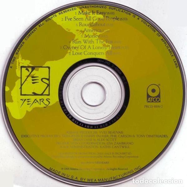 CD de M&uacute;sica: Yes &ndash; YesYears (CD, ATCO Records PRCD 4009-2)