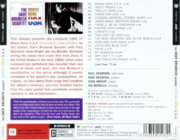 CDs de m&uacute;sica: The Dave Brubeck Quartet &ndash; Bossa Nova U.S.A. (CD, Essential Jazz Classics EJC55578) - Foto 2