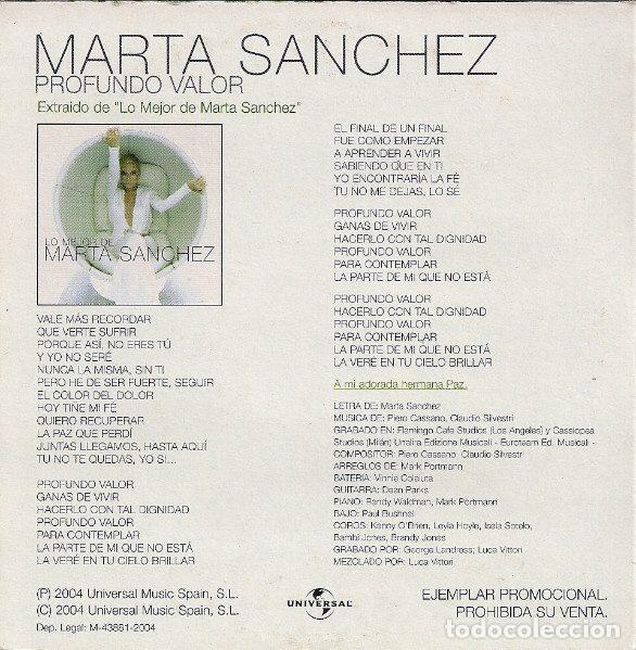 CDs de m&uacute;sica: Marta Sanchez &ndash; Profundo Valor (CD, Universal none) - Foto 2