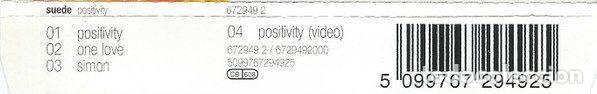 CDs de m&uacute;sica: Suede &ndash; Positivity (CD, Epic 672949 2) - Foto 3