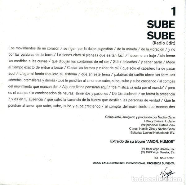 CDs de m&uacute;sica: Nacho Cano &ndash; Sube Sube (CD, Virgin NACHO 991) - Foto 2