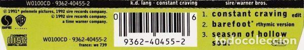 CDs de m&uacute;sica: k.d. lang &ndash; Constant Craving (CD, Warner Bros. Records W0100CD) - Foto 2