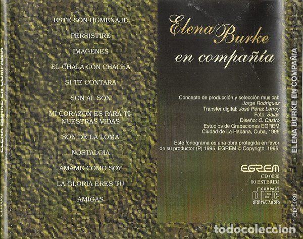 CDs de m&uacute;sica: Elena Burke &ndash; En Compa&ntilde;&iacute;a (CD, Egrem CD 0080) - Foto 2
