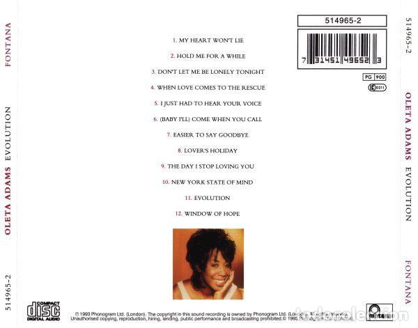 CDs de m&uacute;sica: Oleta Adams &ndash; Evolution (CD, Fontana 514 965-2) - Foto 2