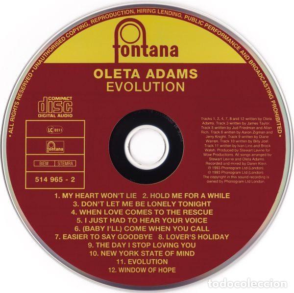 CDs de m&uacute;sica: Oleta Adams &ndash; Evolution (CD, Fontana 514 965-2) - Foto 3