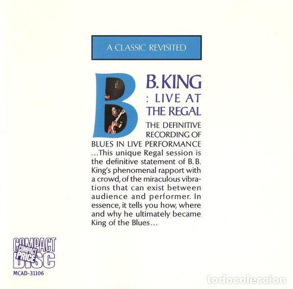 CD de M&uacute;sica: B.B. King &ndash; Live At The Regal (CD, MCA Records MCAD-31106)