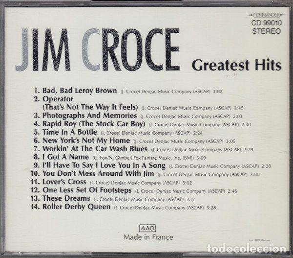 CDs de m&uacute;sica: Jim Croce &ndash; Greatest Hits (CD, Commander CD 99010) - Foto 6
