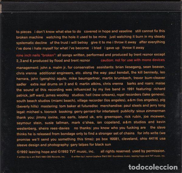 CDs de m&uacute;sica: Nine Inch Nails &ndash; Broken (CD, Interscope Records 92213-2) - Foto 7