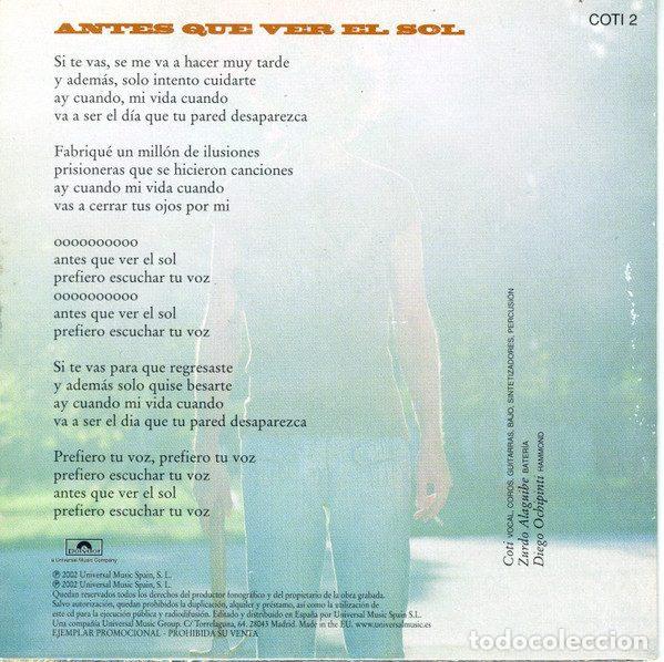 CDs de m&uacute;sica: Coti &ndash; Antes Que Ver El Sol (CD, Polydor COTI2) - Foto 2