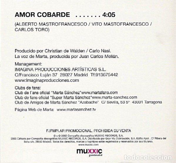 CDs de m&uacute;sica: Marta S&aacute;nchez &ndash; Amor Cobarde (CD, Muxxic 0311.2) - Foto 3