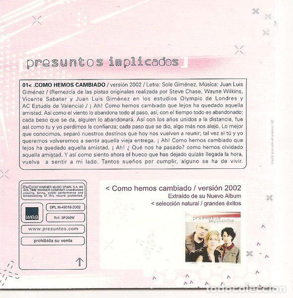 CDs de m&uacute;sica: Presuntos Implicados &ndash; Como Hemos Cambiado / Versi&oacute;n 2002 (CD, WEA SP202W) - Foto 2