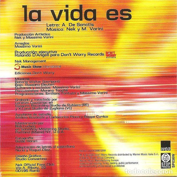 CDs de m&uacute;sica: Nek &ndash; La Vida Es (CD, WEA SP036W) - Foto 2