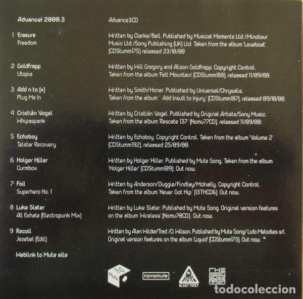 CDs de m&uacute;sica: Various &ndash; Advance! 2000.3 (CD, Mute Advance3CD) - Foto 5