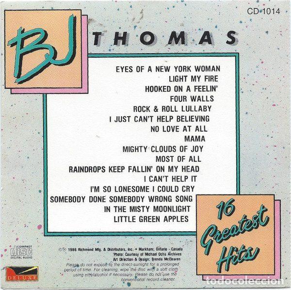 CDs de m&uacute;sica: BJ Thomas &ndash; 16 Greatest Hits (CD, Deluxe CD-1014) - Foto 2