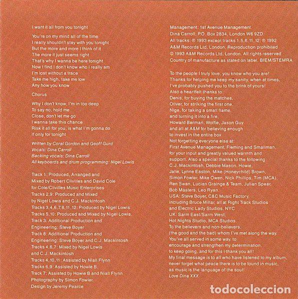 CDs de m&uacute;sica: Dina Carroll &ndash; So Close (CD, A&M PM 540 034-2) - Foto 10