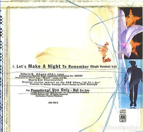 CDs de m&uacute;sica: Bryan Adams &ndash; Lets Make A Night To Remember (CD, A&M Records 588 490-2) - Foto 2