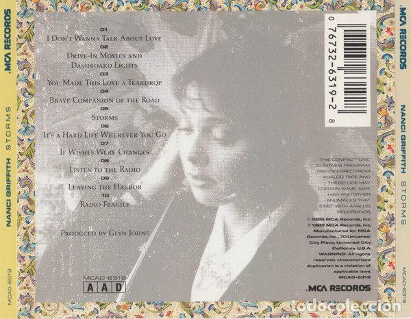 CDs de m&uacute;sica: Nanci Griffith &ndash; Storms (CD, MCA Records MCAD-6319) - Foto 2