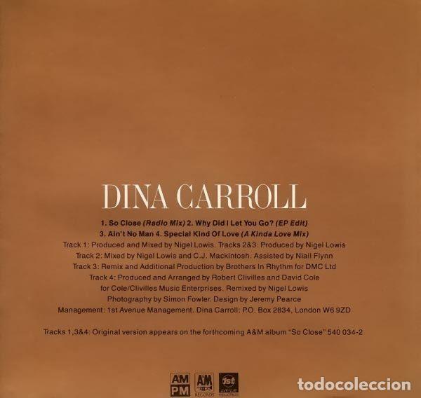 CDs de m&uacute;sica: Dina Carroll &ndash; So Close (CD, A&M PM AMCD 0101) - Foto 3