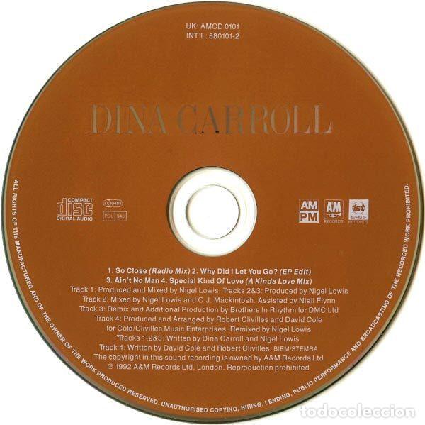 CDs de m&uacute;sica: Dina Carroll &ndash; So Close (CD, A&M PM AMCD 0101) - Foto 4