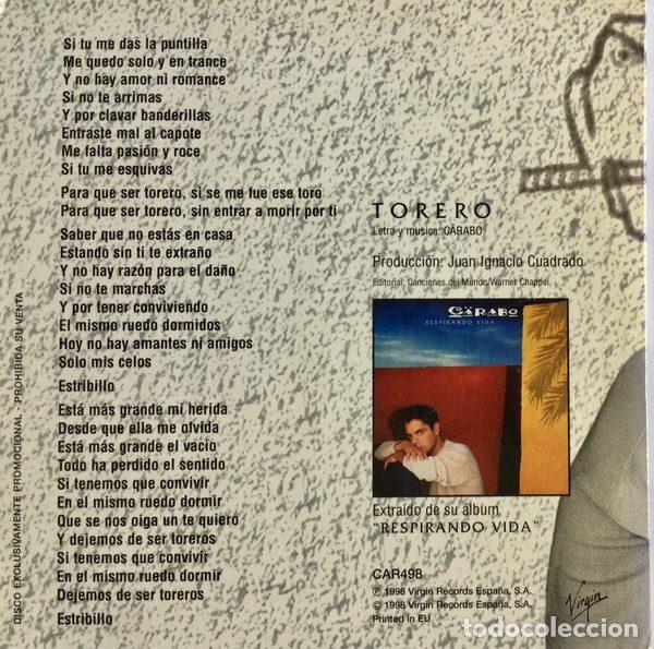 CDs de m&uacute;sica: C&auml;rabo &ndash; Torero (CD, Virgin CAR498) - Foto 2