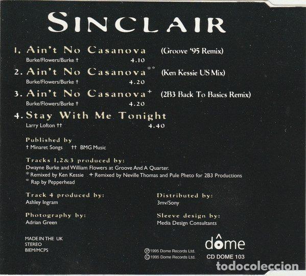 CDs de m&uacute;sica: Sinclair &ndash; Aint No Casanova (CD, Dome Records CD DOME 103) - Foto 2