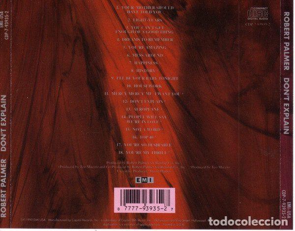 CDs de m&uacute;sica: Robert Palmer &ndash; Dont Explain (CD, EMI CDP-7-93935-2) - Foto 3