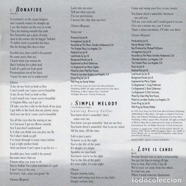CDs de m&uacute;sica: Jon B &ndash; Bonafide (CD, Epic 480501 2) - Foto 9