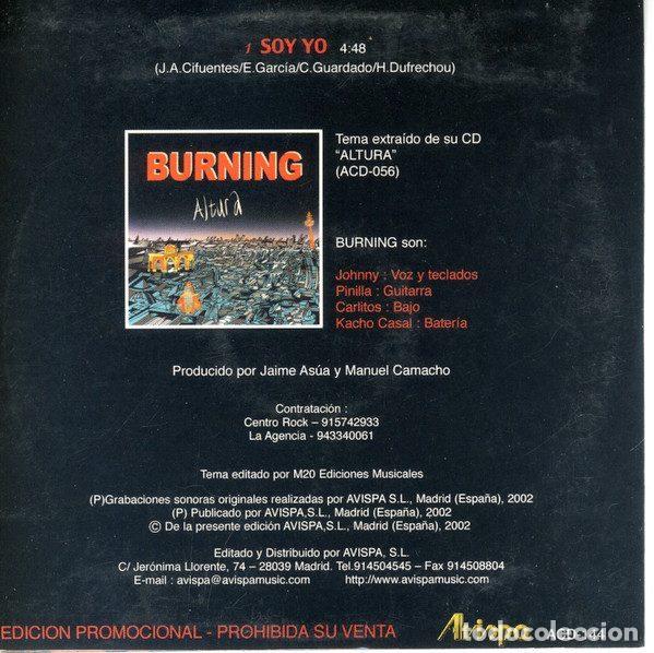 CDs de m&uacute;sica: Burning &ndash; Soy Yo (CD, Avispa ACD-144) - Foto 2