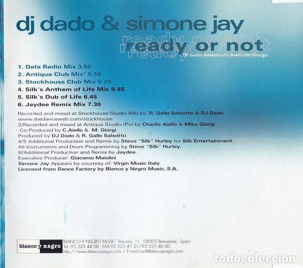CDs de m&uacute;sica: DJ Dado & Simone Jay &ndash; Ready Or Not (CD, Blanco Y Negro BNCD 950 (CM)) - Foto 3