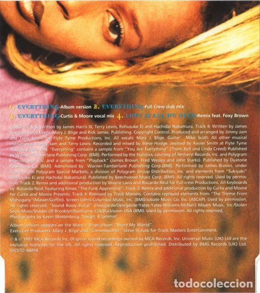 CDs de m&uacute;sica: Mary J Blige &ndash; Everything (CD, MCA Records MCSTD 48059) - Foto 2