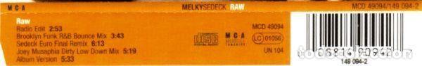 CDs de m&uacute;sica: Melky Sedeck &ndash; Raw (CD, MCA Records MCD 49094) - Foto 2