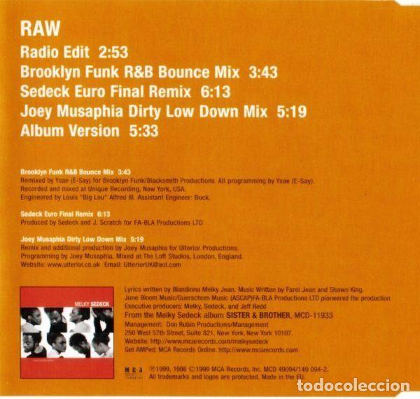 CDs de m&uacute;sica: Melky Sedeck &ndash; Raw (CD, MCA Records MCD 49094) - Foto 3