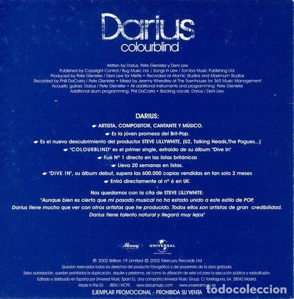 CDs de m&uacute;sica: Darius &ndash; Colourblind (CD, Mercury DARIUS) - Foto 2