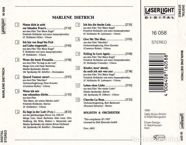 CDs de m&uacute;sica: Marlene Dietrich &ndash; Marlene Dietrich (CD, LaserLight Digital 16 058) - Foto 2