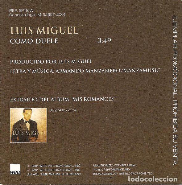 CDs de m&uacute;sica: Luis Miguel &ndash; Como Duele (CD, WEA SP116W) - Foto 2