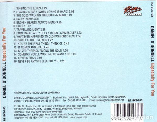 CDs de m&uacute;sica: Daniel ODonnell &ndash; Especially For You (CD, Ritz Records BCD 703) - Foto 2