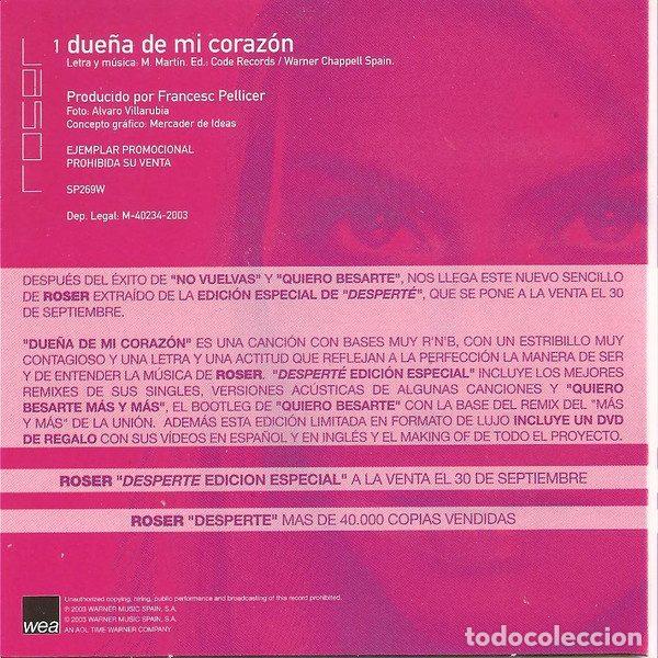 CDs de m&uacute;sica: Roser &ndash; Due&ntilde;a De Mi Coraz&oacute;n (CD, WEA SP269W) - Foto 2