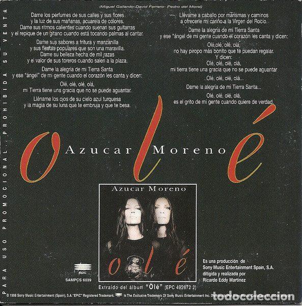 CDs de m&uacute;sica: Azucar Moreno &ndash; Ol&eacute; (CD, Epic SAMPCS 6039) - Foto 2