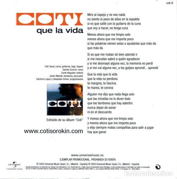 CDs de m&uacute;sica: Coti &ndash; Que La Vida (CD, Universal coti-6) - Foto 2