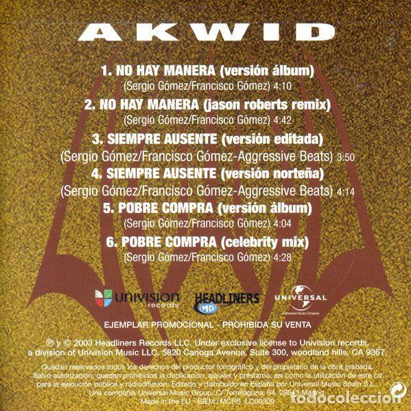 CDs de m&uacute;sica: Akwid &ndash; No Hay Manera (CD, Universal AKWID 1) - Foto 2