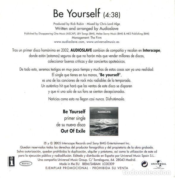 CDs de m&uacute;sica: Audioslave &ndash; Be Yourself (CD, Interscope Records none) - Foto 2