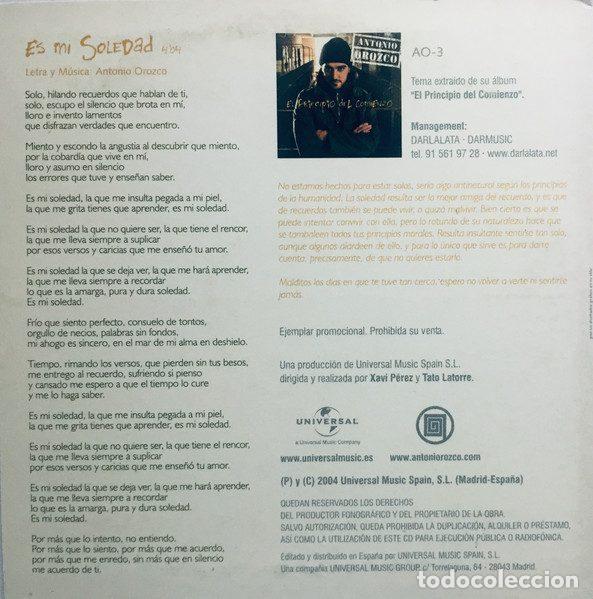 CDs de m&uacute;sica: Antonio Orozco &ndash; En Mi Soledad (CD, Universal AO-3) - Foto 3