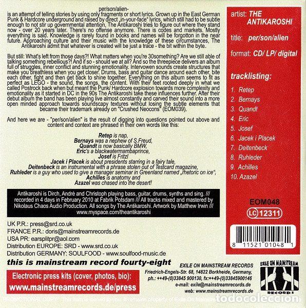 CDs de m&uacute;sica: The Antikaroshi &ndash; Per/son/alien (CD, Exile On Mainstream Records EOM048) - Foto 2