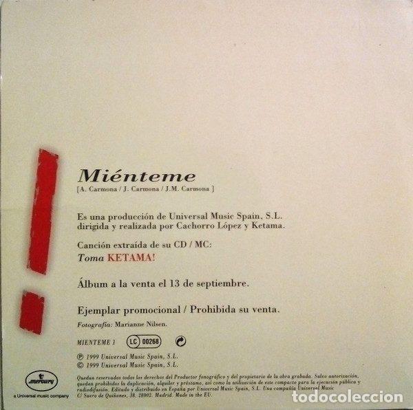 CDs de m&uacute;sica: Ketama &ndash; Mi&eacute;nteme (CD, Mercury MIENTEME 1) - Foto 2