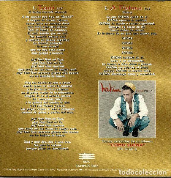 CDs de m&uacute;sica: Hakim &ndash; Tani - A Fatma (CD, Epic SAMPCS 5682) - Foto 2