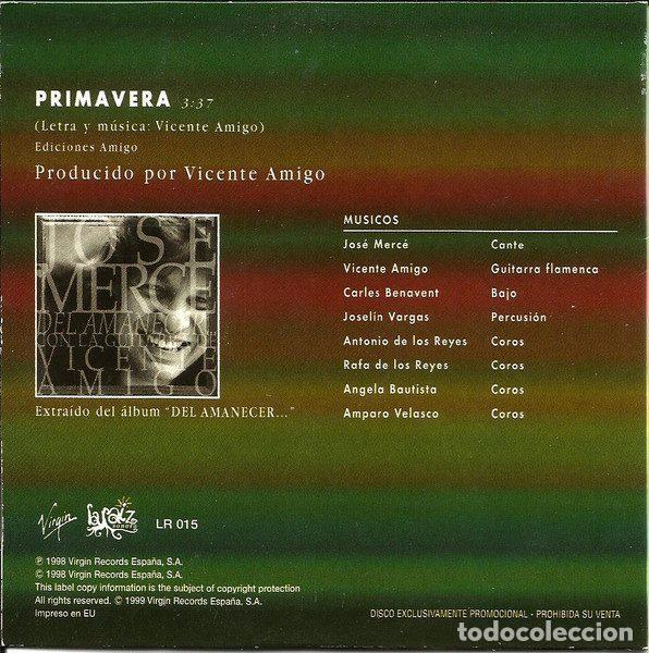 CDs de m&uacute;sica: Jos&eacute; Merc&eacute; &ndash; Primavera (CD, Virgin LR 015) - Foto 3