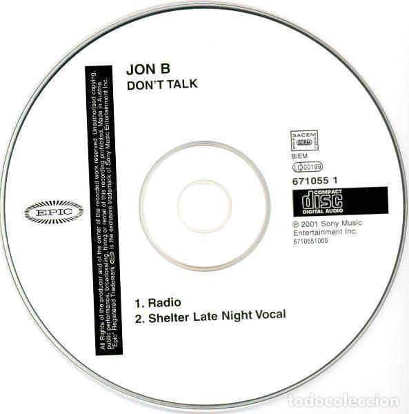 CDs de m&uacute;sica: Jon B &ndash; Dont Talk (CD, Epic EPC 671055 1) - Foto 3