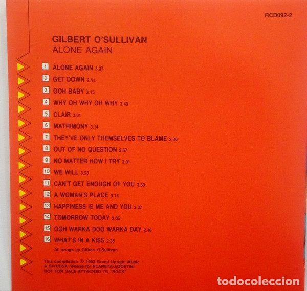 CDs de m&uacute;sica: Gilbert OSullivan &ndash; Alone Again (CD, BCN Records RCD092-2) - Foto 2