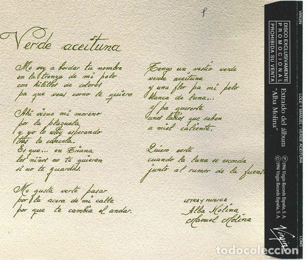 CDs de m&uacute;sica: Lole Y Manuel &ndash; Verde Aceituna (CD, Virgin LOM3) - Foto 2